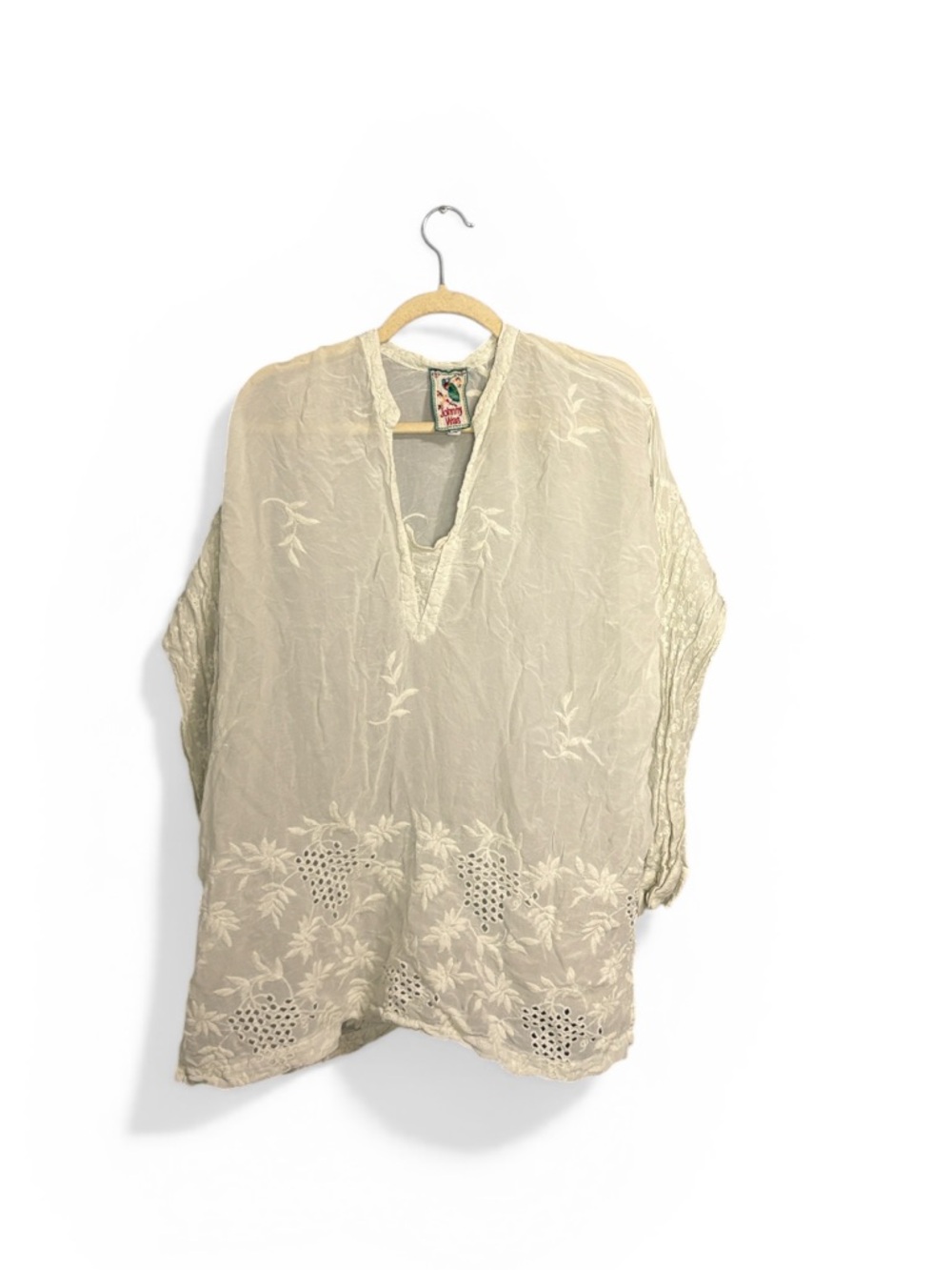 Johnny Was Lightweight White Embroidered Women's Tunic Top